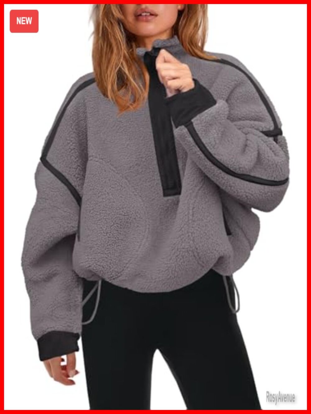 Half Zip Fleece Pullover Sherpa Sweatshirt Long Sleeve Women's